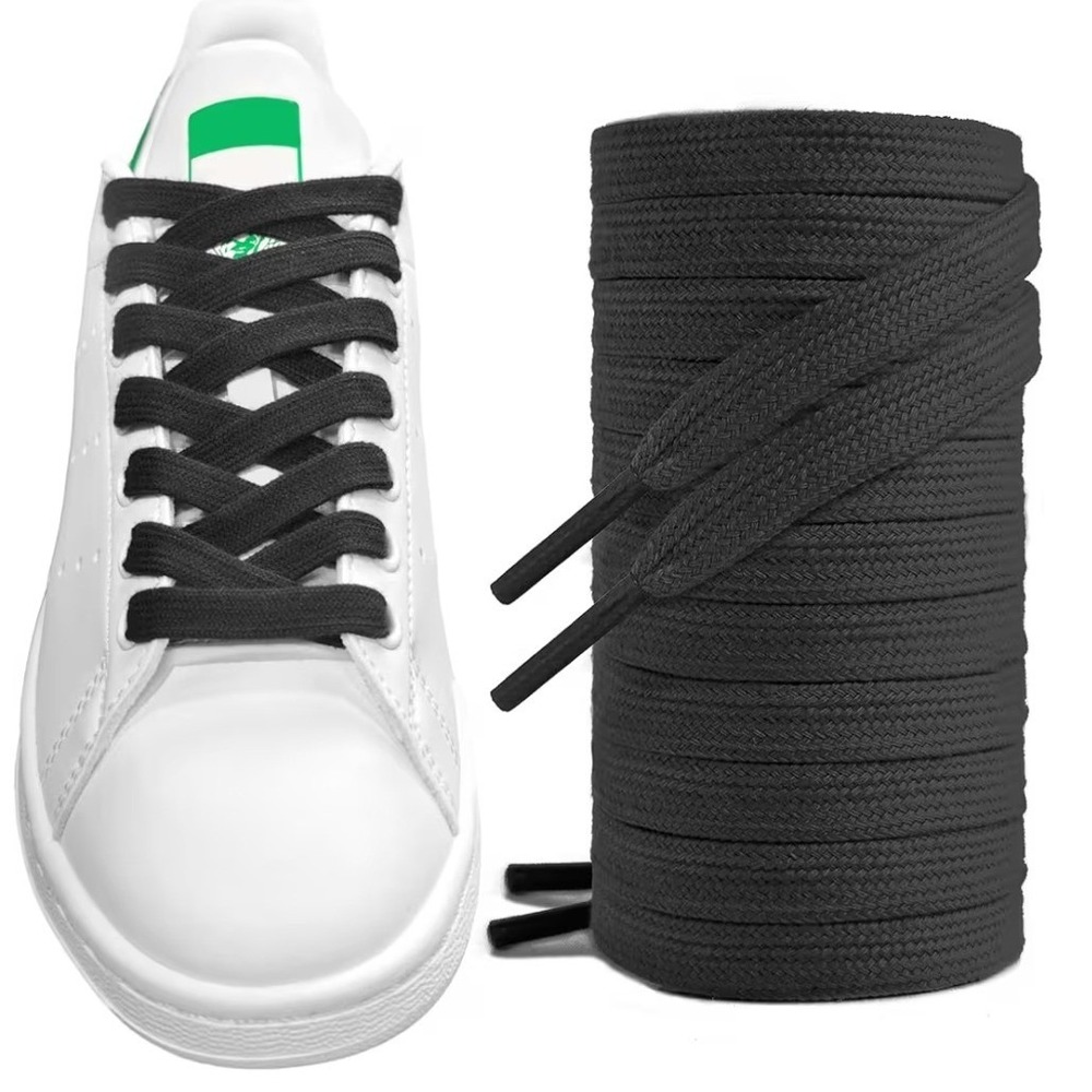 Flat‎ Cotton Shoelaces for Sneakers Replacement Laces Black 39" 100cm